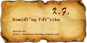 Komlósy Füzike névjegykártya